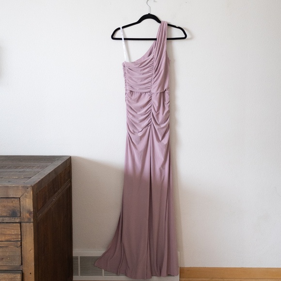 Celebrate DB Studio Mauve One Shoulder Jersey Maxi Dress - Picture 3 of 5